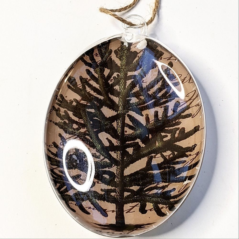 Crate&Barrel Christmas Tree Oval Clear Acrylic Ornament